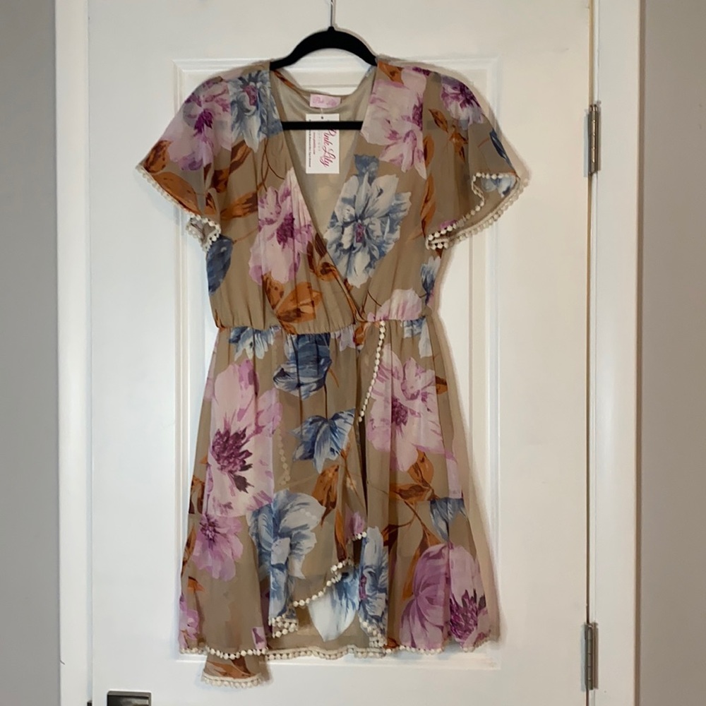 Pink Lily Floral wrap dress